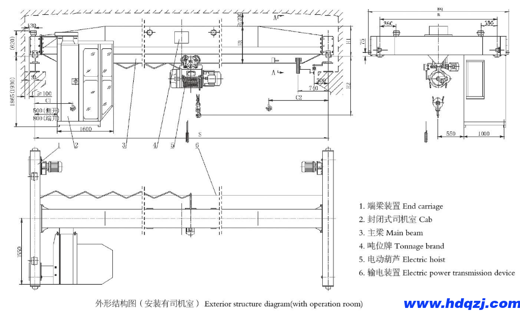 單梁起重機外觀結構圖 單梁起重機外觀結構圖